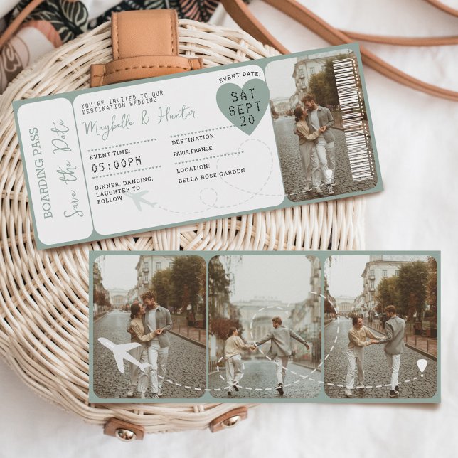 Convite Bilhete de Embarque de Destino (Destination Wedding Boarding Pass Plane Ticket Invitation)