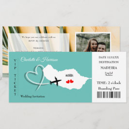 Convite Bilhete de Embarque para Casamento na Madeira