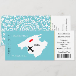 Convite Bilhete de Embarque Pass Casamento Destino Maiorca