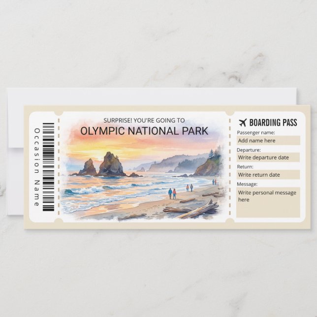 Convite Bilhete de Embarque Passagem para o Parque Naciona (Frente)