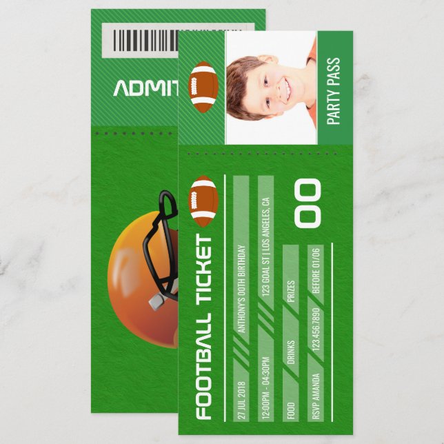 Convite Bilhete de Entrada para Festa de Aniversário de Fu (Frente/Verso)