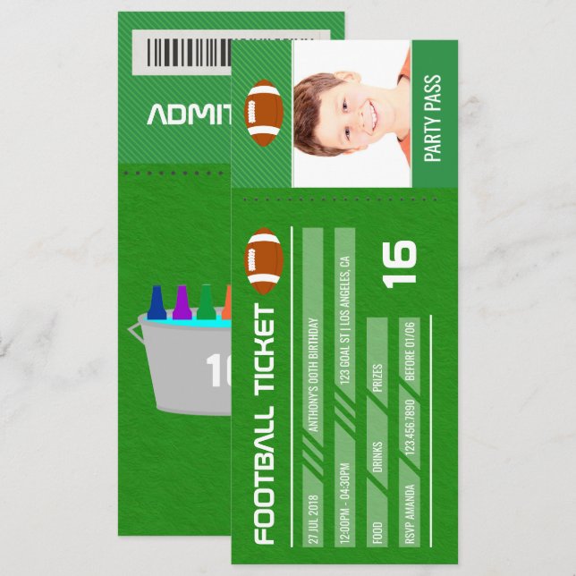 Convite Bilhete de entrada para festa de aniversário de fu (Frente/Verso)