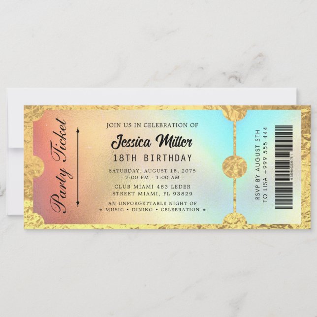 Convite Bilhete de Evento de Luxo Elegante (Frente)