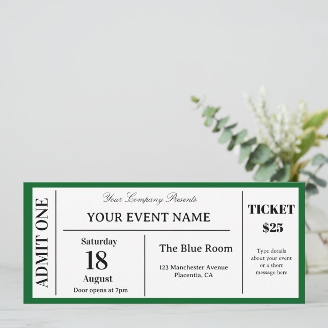 Convite Bilhete de Evento Personalizado, Ingresso de Show  (Em pé/Frente)