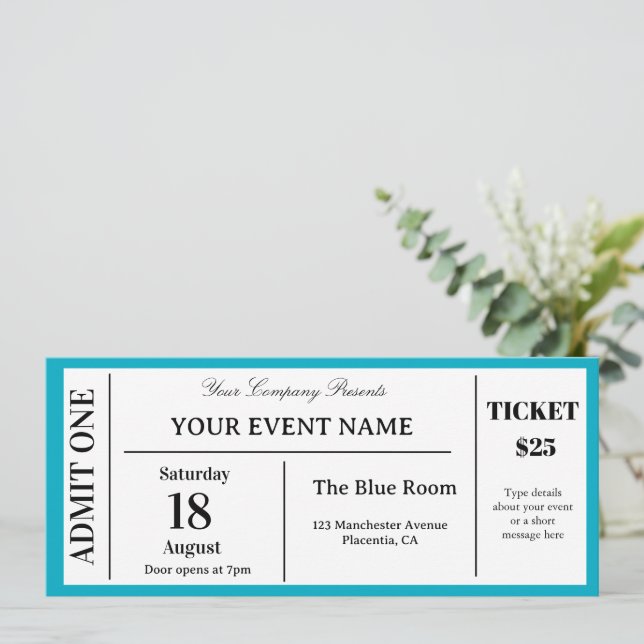 Convite Bilhete de Evento Personalizado, Ingresso de Show  (Em pé/Frente)