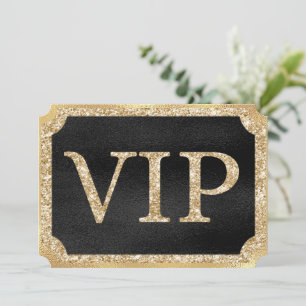 Convite Bilhete de Evento VIP Preto e Dourado