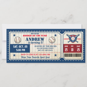 Convite Bilhete de festa de beisebol personalizado de aniv