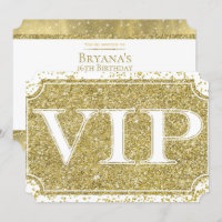Bilhete de Festa VIP Glam Glitter Ouro Branco Conf