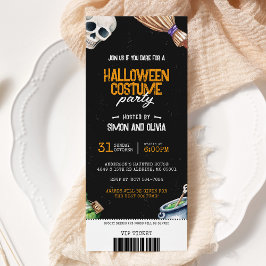 Convite Bilhete de Festas de Figurino de Halloween Spooky