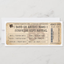 Bilhete de Filme Retro Presente Revelação Voucher