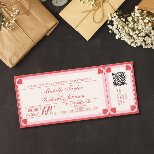 Convite Bilhete de Filme Retro Vintage com Código QR RSVP