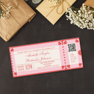Convite Bilhete de Filme Vintage com Código QR RSVP