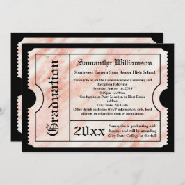 Convite Bilhete de Formatação Moderna Dourada Marble Rosa 