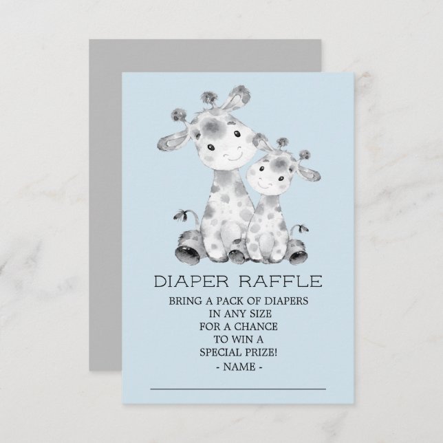 Convite Bilhete de Fralda de Giraffe Raffle (Frente/Verso)