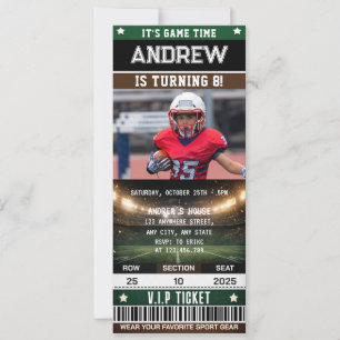 Convite Bilhete de Futebol Americano com Foto Personalizad