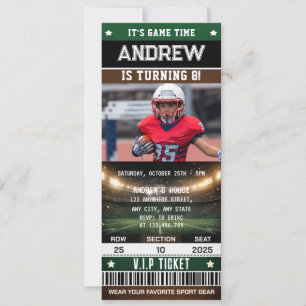 Convite Bilhete de Futebol Americano com Foto Personalizad