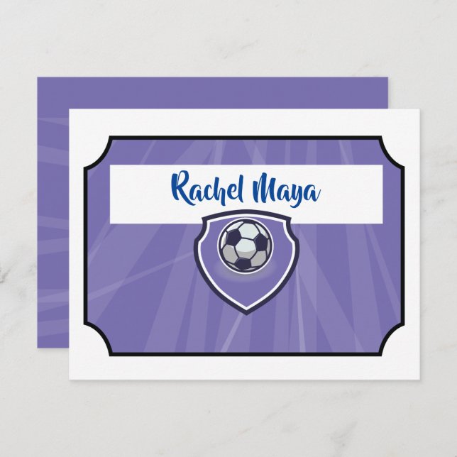 Convite BILHETE DE FUTEBOL Bat Mitzvah Roxo Obrigado Flat (Frente/Verso)
