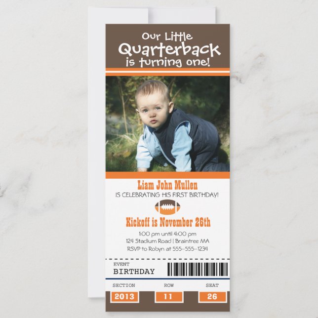 Convite Bilhete de Futebol de Aniversário (Frente)