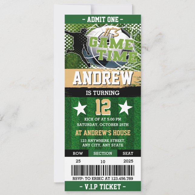 Convite Bilhete de Futebol Pessoal - Aniversário para Meni (Frente)