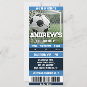 Convite Bilhete de futebol pessoal para aniversário de men