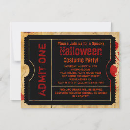 Convite Bilhete de Halloween de Splatter de Papel