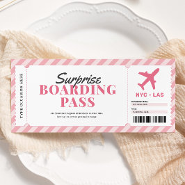 Convite Bilhete de Oferta de Avião de Sobressalto, Rosa,