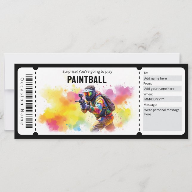 Convite Bilhete de Paintball (Frente)