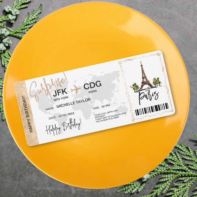 Convite Bilhete de Passagem de Embarque de Parceiro Surpre (Criador carregado)