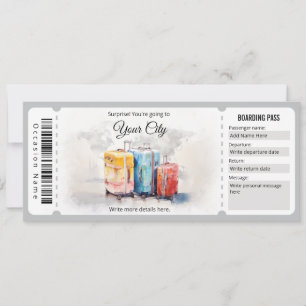 Convite Bilhete de Passagem de Embarque de Plano Surpresa