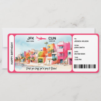 Convite Bilhete de Passagem de Embarque Surpresa no México