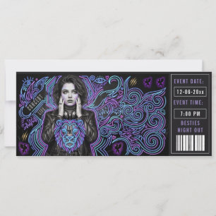 Convite Bilhete de Passagem para Festa VIP Neon Noite da