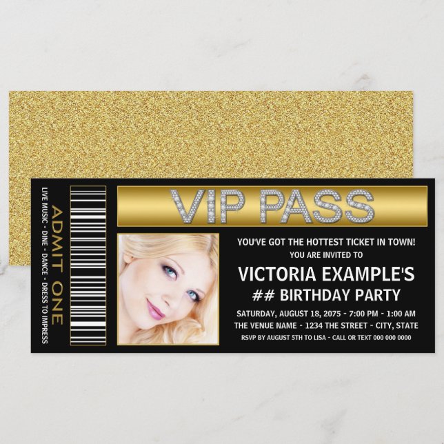 Convite Bilhete de Passagem VIP Ouro Preto Festa de Aniver (Frente/Verso)