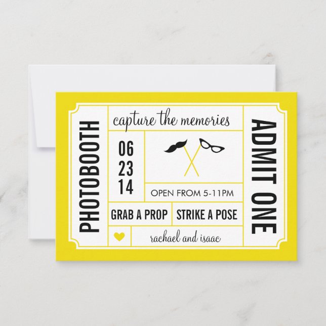 Convite Bilhete de Photobooth dos suportes do bigode e dos (Frente)