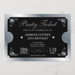 Convite Bilhete de prata do partido