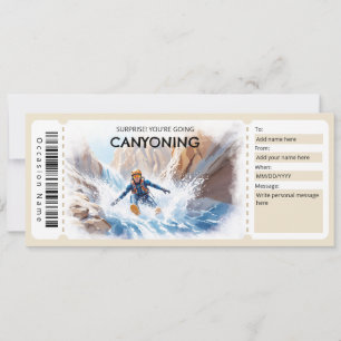 Convite Bilhete de Presente de Canyoning