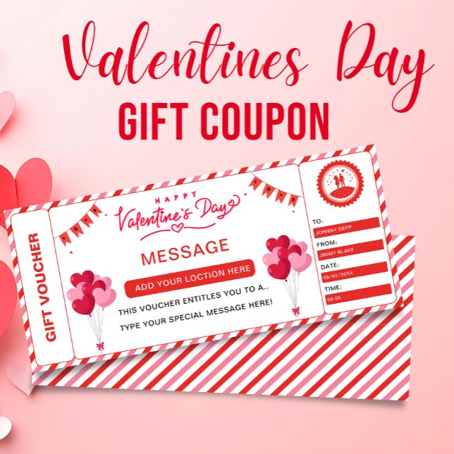 Convite Bilhete de Presente de Massagem do Dia dos Namorad (Valentine's Massage Ticket Gift Coupon Voucher, Invitation)