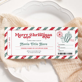 Convite Bilhete de Presente para Noite de Filme de Natal