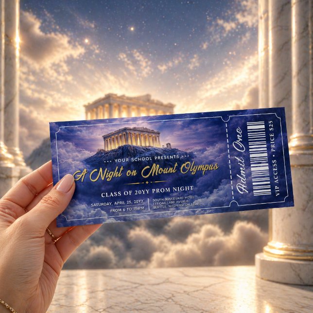 Convite Bilhete de Prom Trendy Uma Noite no Monte Olimpo (A Night on Mount Olympus Trendy Prom Ticket Invitation)