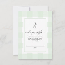 Convite Bilhete de Rifa de Fralda de Coelho Gingham Verde