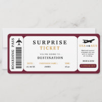 Bilhete de Viagem Surpresa Passagem de Embarque Vi