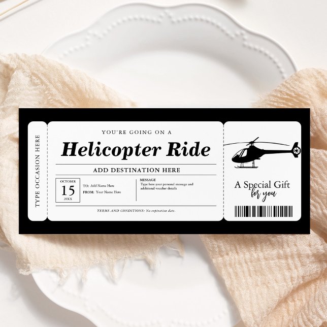 Convite Bilhete de Voucher de Presente de Passeio de Helic (Criador carregado)