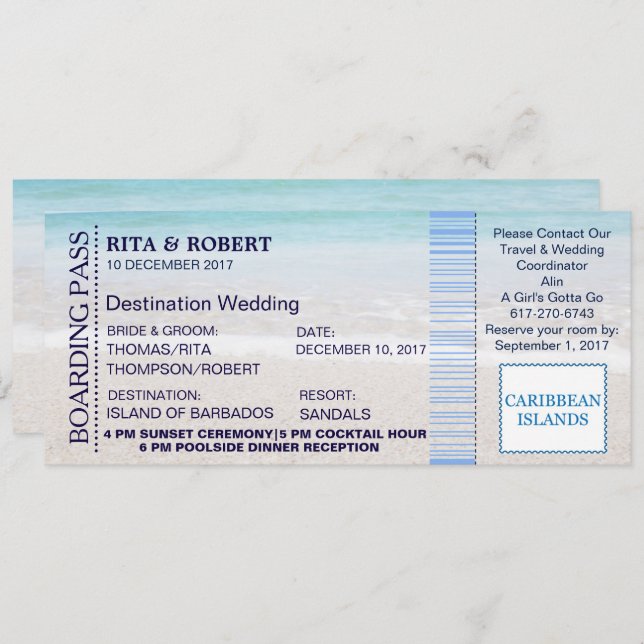 Convite Bilhete-Destino da passagem de embarque do (Frente/Verso)