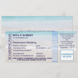 Convite Bilhete-Destino da passagem de embarque do