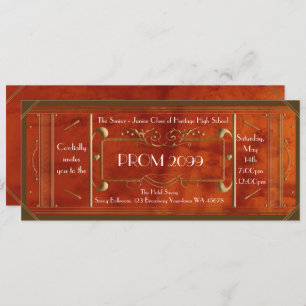 Convite bilhete do BAILE DE FORMATURA do art deco, luxo de