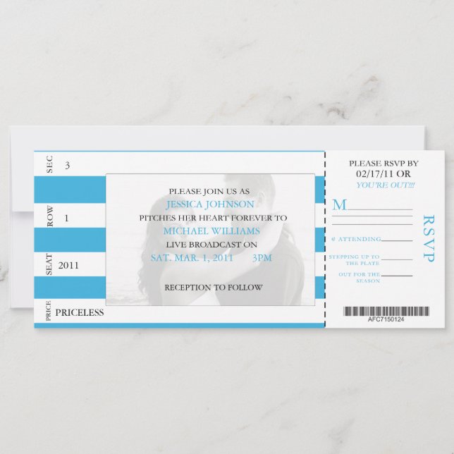 Convite Bilhete do basebol (Frente)