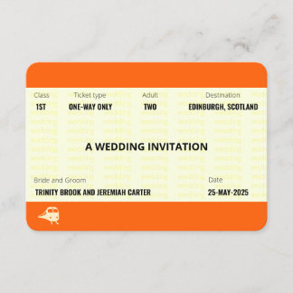 Convite Bilhete do comboio inspirado | Casamento