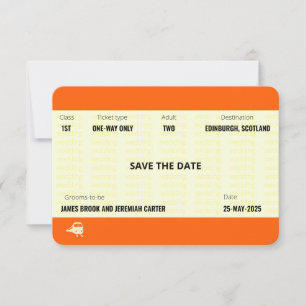 Convite Bilhete do comboio inspirado   Casamento Salvar a 