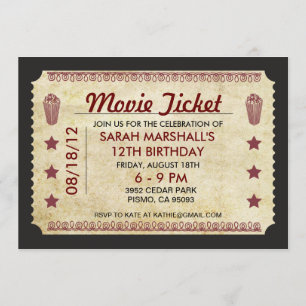 Convite Bilhete do filme