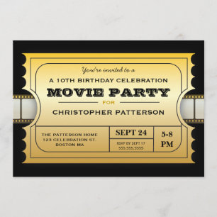 Convite Bilhete do ouro da admissão da festa de