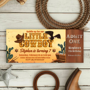 Convite Bilhete do Pequeno Cowboy